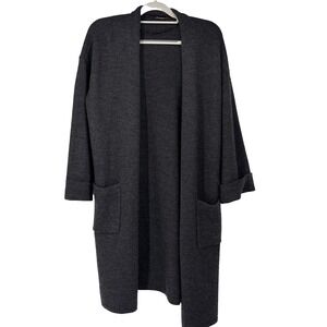 J McLaughlin Sweater Womens Small Dark Gray‎ Boiled Wool Long Cardigan